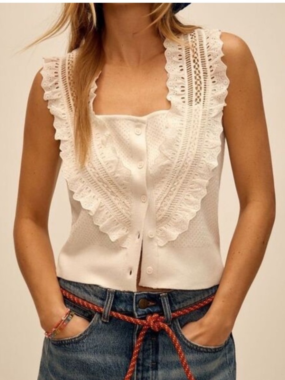Pilcro Crafted Bib Sweater Tank